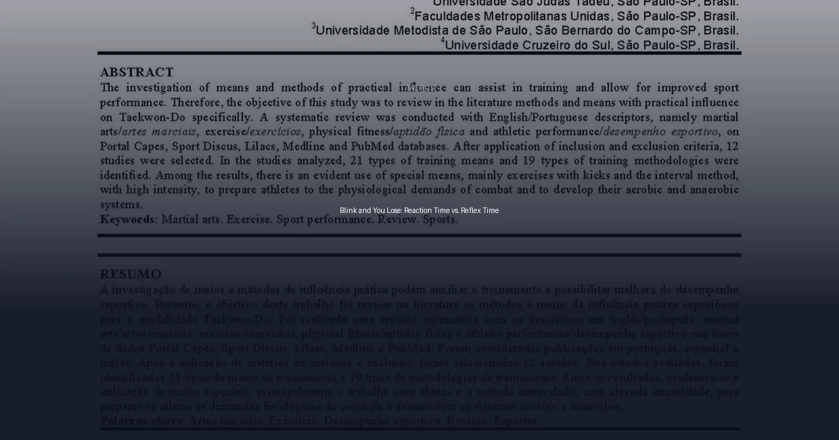Blink and You Lose: Reaction Time vs. Reflex Time