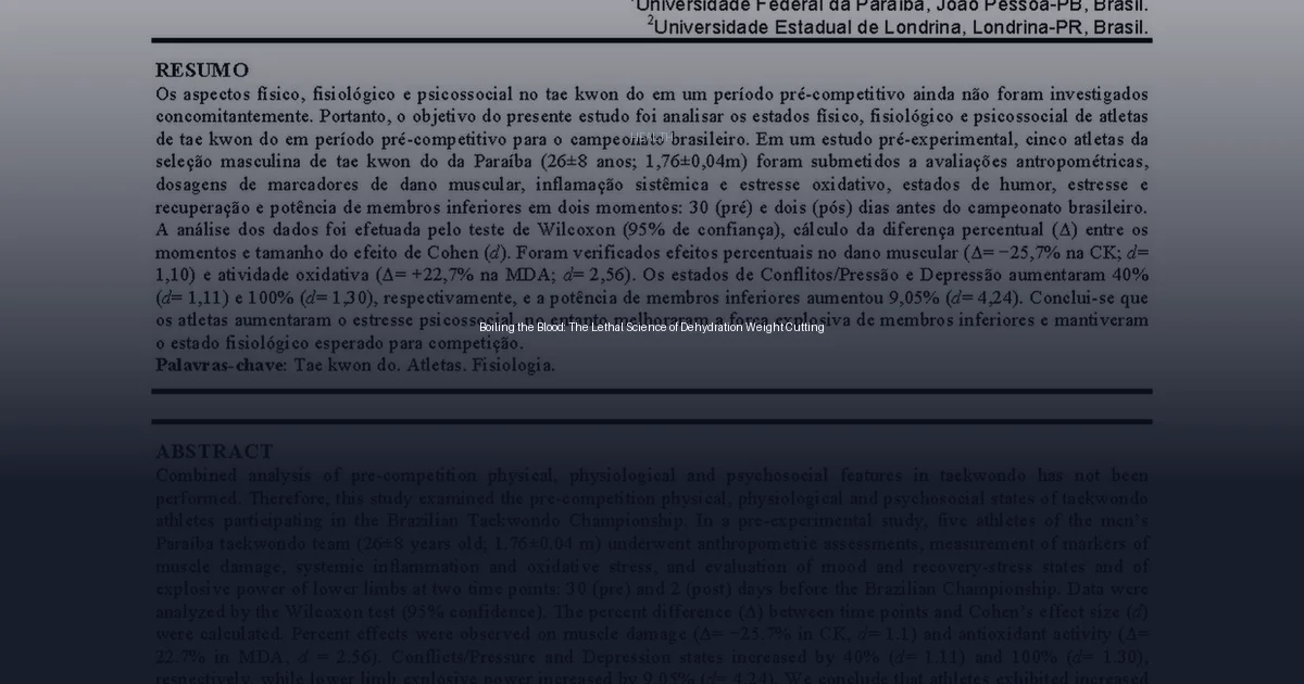 Boiling the Blood: The Lethal Science of Dehydration Weight Cutting